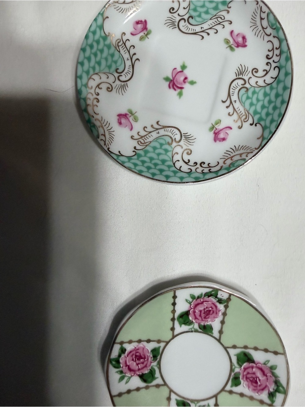Tiny Porcelain Tea Cups & Saucers 2” high. 12 Assorted. Victorian. Reptoductions - Picture 8 of 15